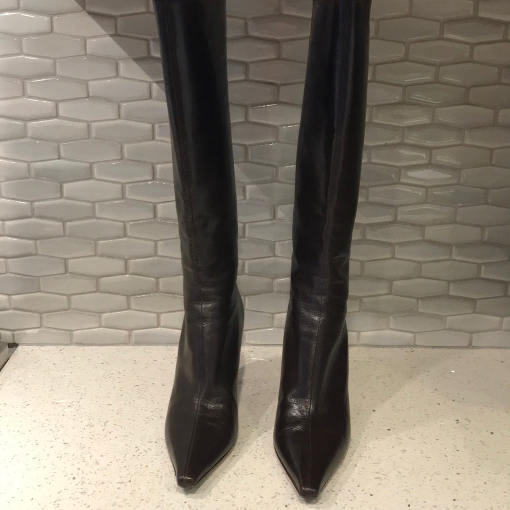 Jimmy Choo brown leather boots made in Italy